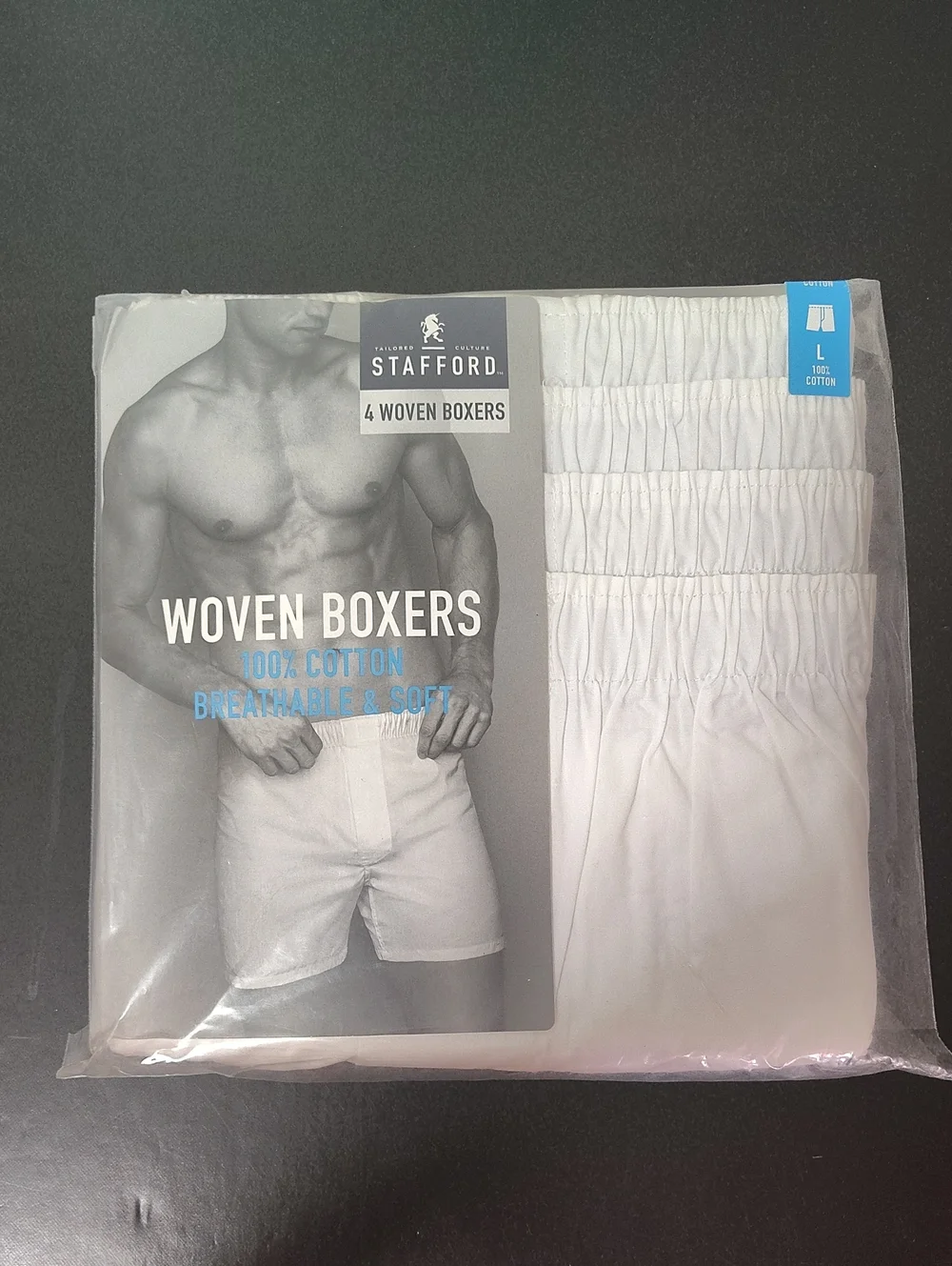 Stafford White 4-Pack Woven Men’s Boxers Underwear - Size L 36-38